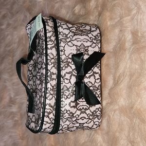 Icing Cosmetic Make Up Travel Bag ~ Pink and Black Lace ~NWT